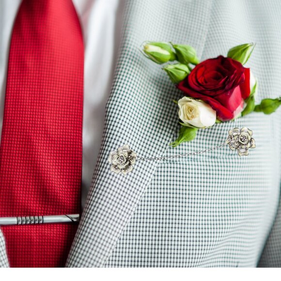 MEN'S FASHION LAPEL CHAIN. UNISEX PIN CLIP BROOCH for SUIT, TUX, SHIRT COLLAR - Picture 5 of 5